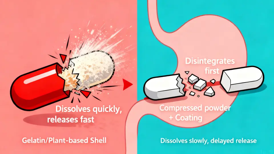 Pilvormen materie-capsules vs. Tabletten