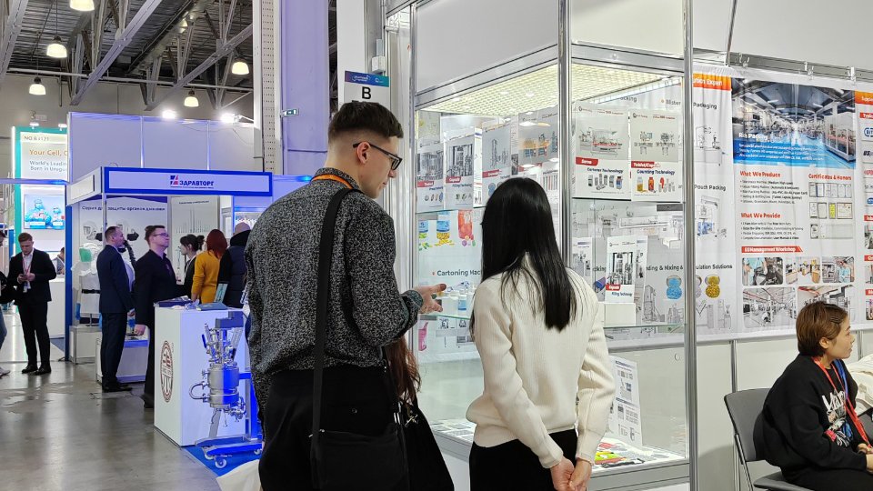 Customers are looking at display cases