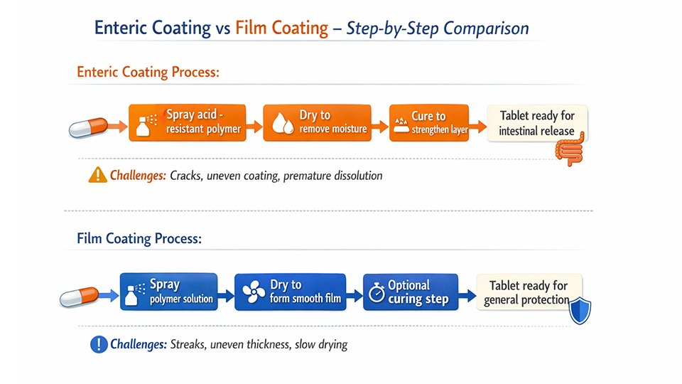 enteric coating vs film coating process