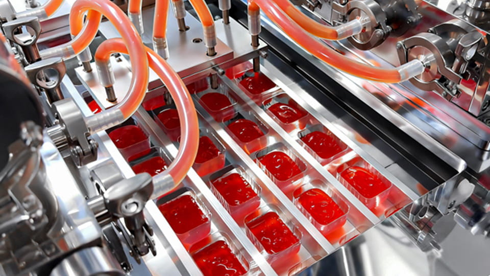 Blister Packing Machine filling with ketchup