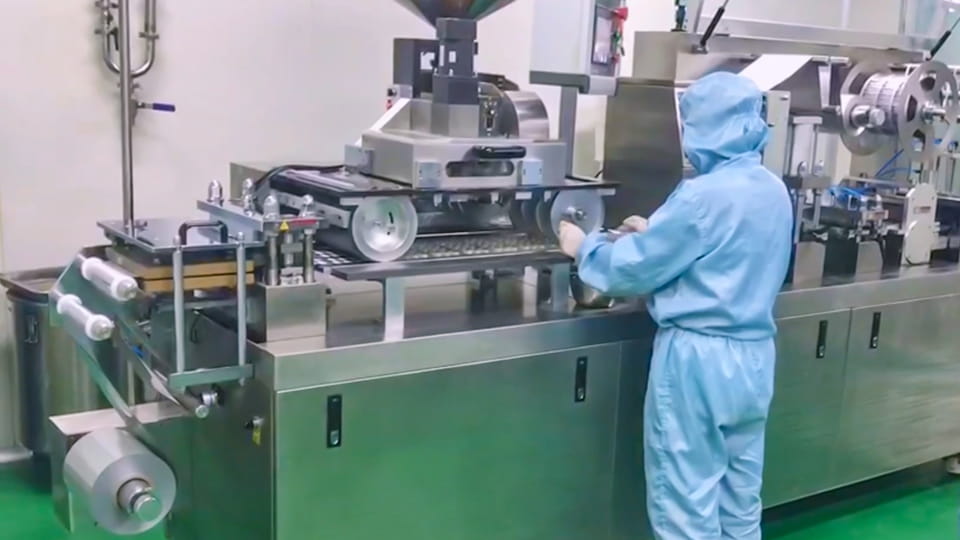 A modern tablet&capsule blister packing line in a GMP cleanroom