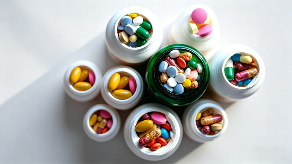 Drugs in white pill bottles