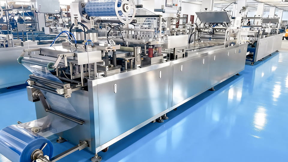 Final QC check on a blister packaging line