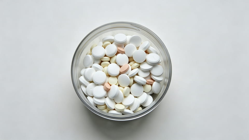 Tablets in a glass bowl
