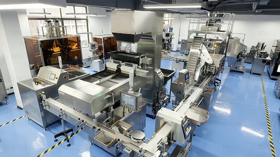 gummy counting line with a metal detector