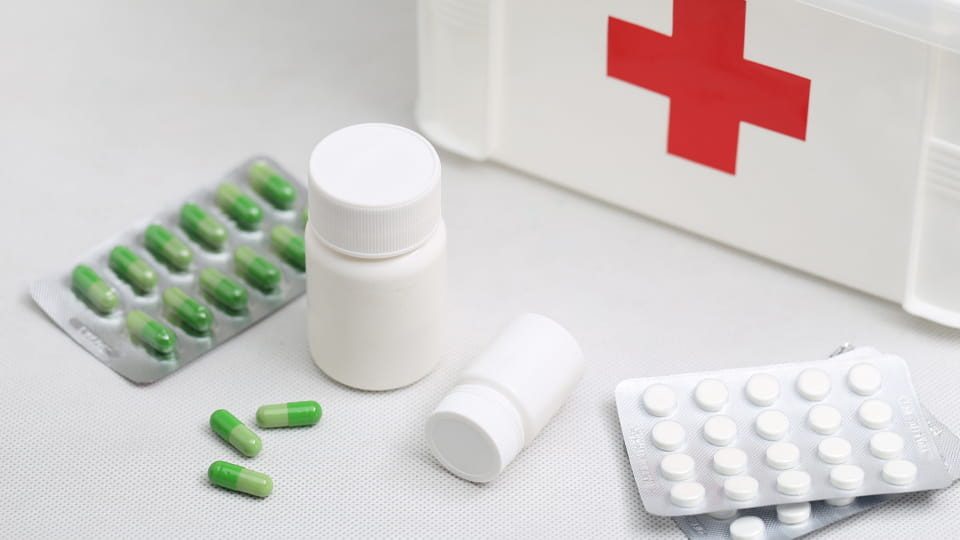 tablets and capsules with medical-kit