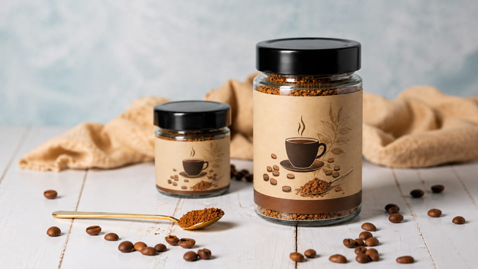 Coffee Packaging in metal cans or glass jars