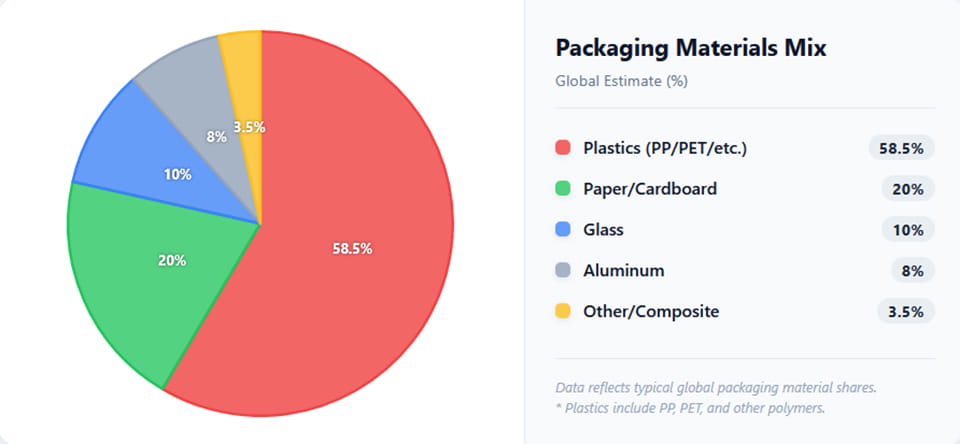 Rough global share of packaging materials
