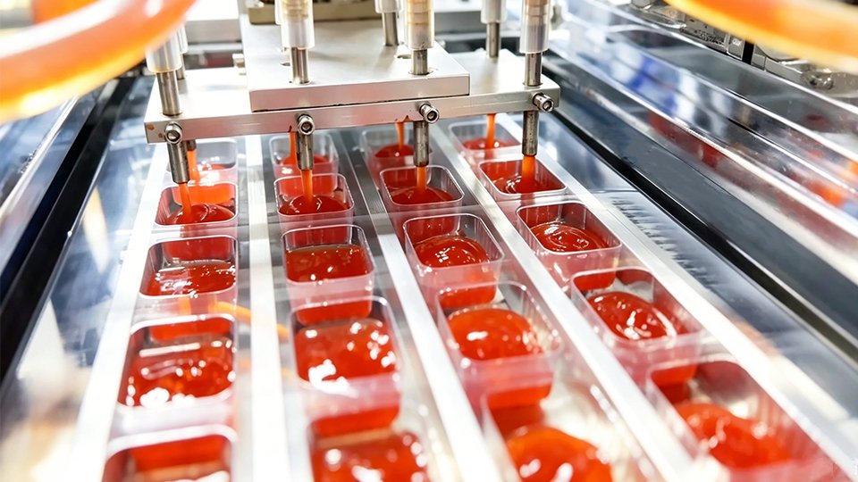 highly viscous product filling process (ketchup)