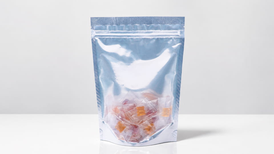 zip lock bag packaging filled with gummy bears