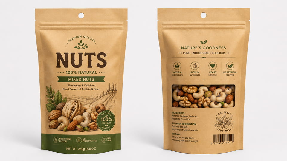 ziplock pouch packaging of nuts