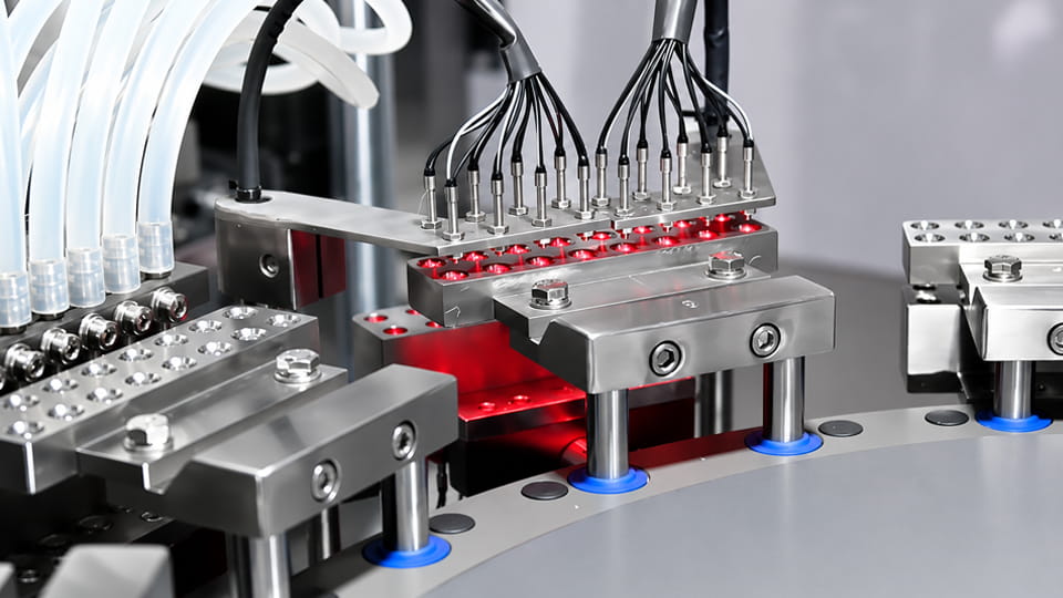 A liquid capsule filling machine at work