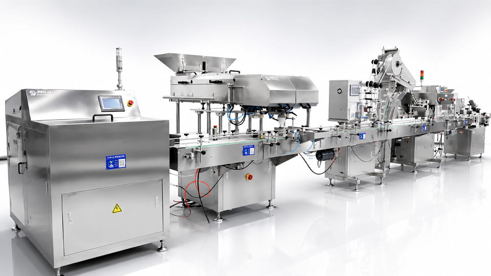 A modern pharmaceutical bottle packaging line integrates unscrambling, filling, capping, sealing and labeling with built-in inspection