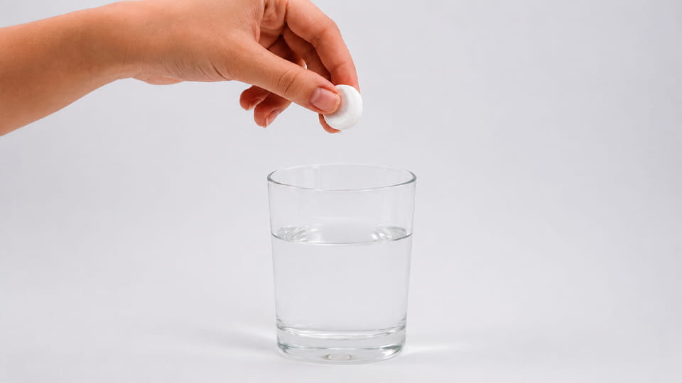 Put effervescent tablet into a glass of water