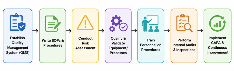 flowchart to a pharma company follows to build a compliant system