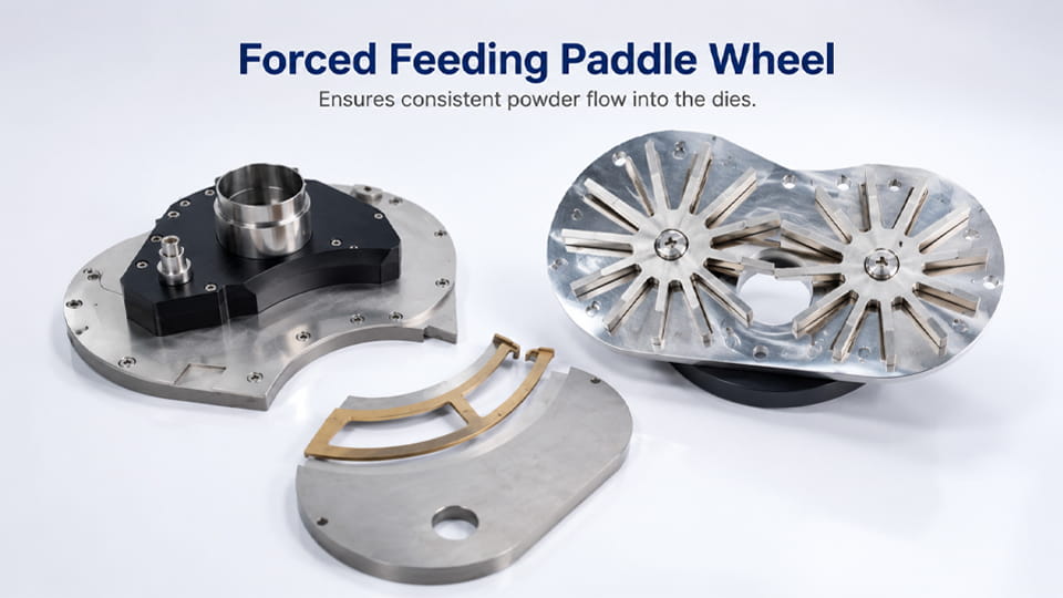 Feed frame cover off showing paddle wheel assembly