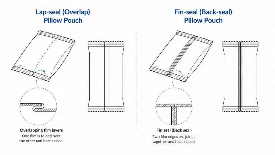 Fin-seal (Back-seal) vs Lap-seal (Overlap) Pillow Pouch bag