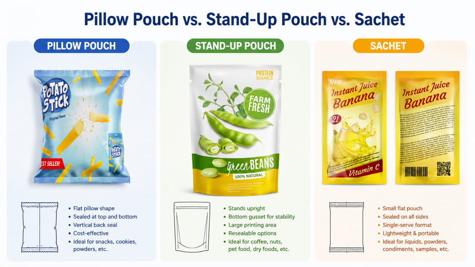 Pillow Pouch vs. Stand-Up vs. Sachet