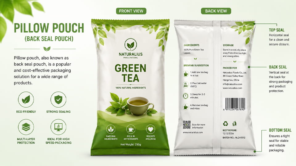 Sample of a Pillow Pouch containing tea