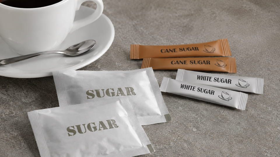Single-serve sugar sachets and stick pouches