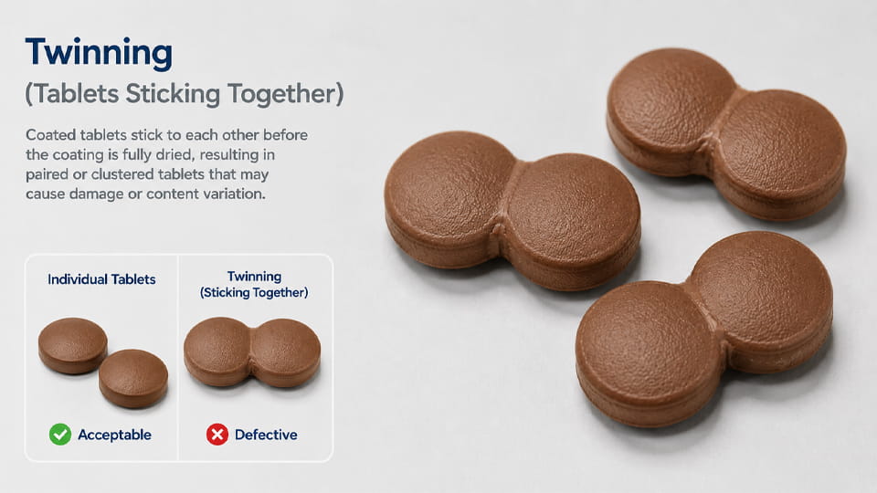 Tablet Coating Defect-Twinning (Tablets Sticking Together)