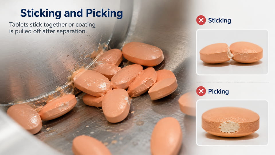 Tablet Coating Defects-Sticking and Picking