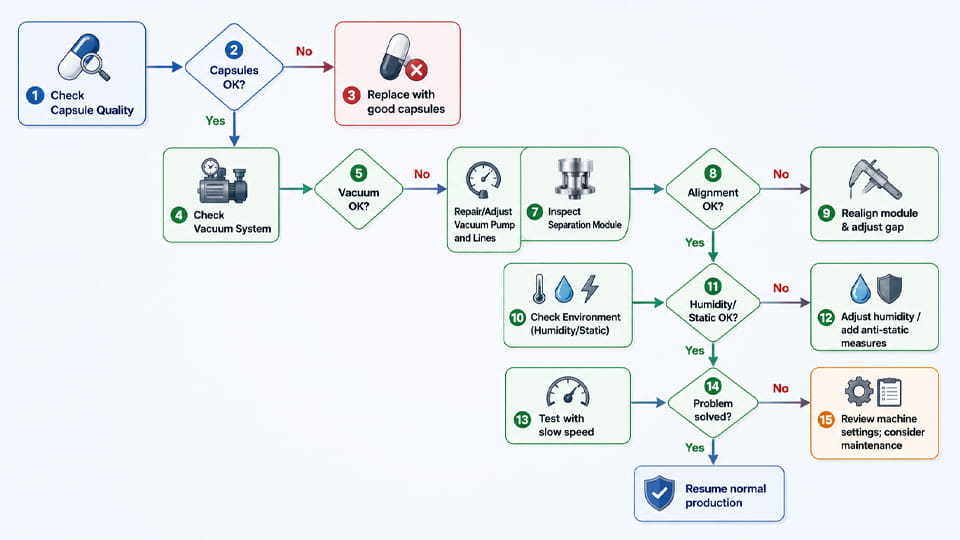 Troubleshooting Capsule Separation Problems flowchart
