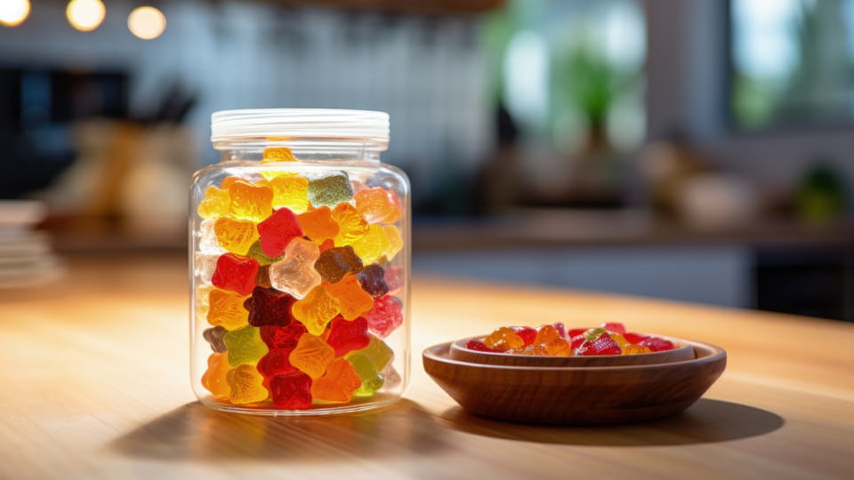fiber gummies packed in jars