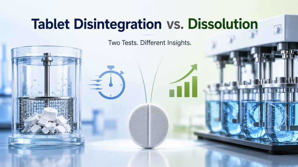 Tablet disintegration vs dissolution testing comparison for pharmaceutical tablets