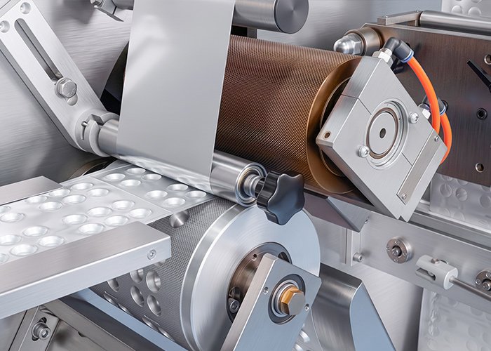 roller heat sealing station in blister machine